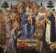 Benozzo Gozzoli The Virgin and Child Enthroned among Angels and Saints oil on canvas